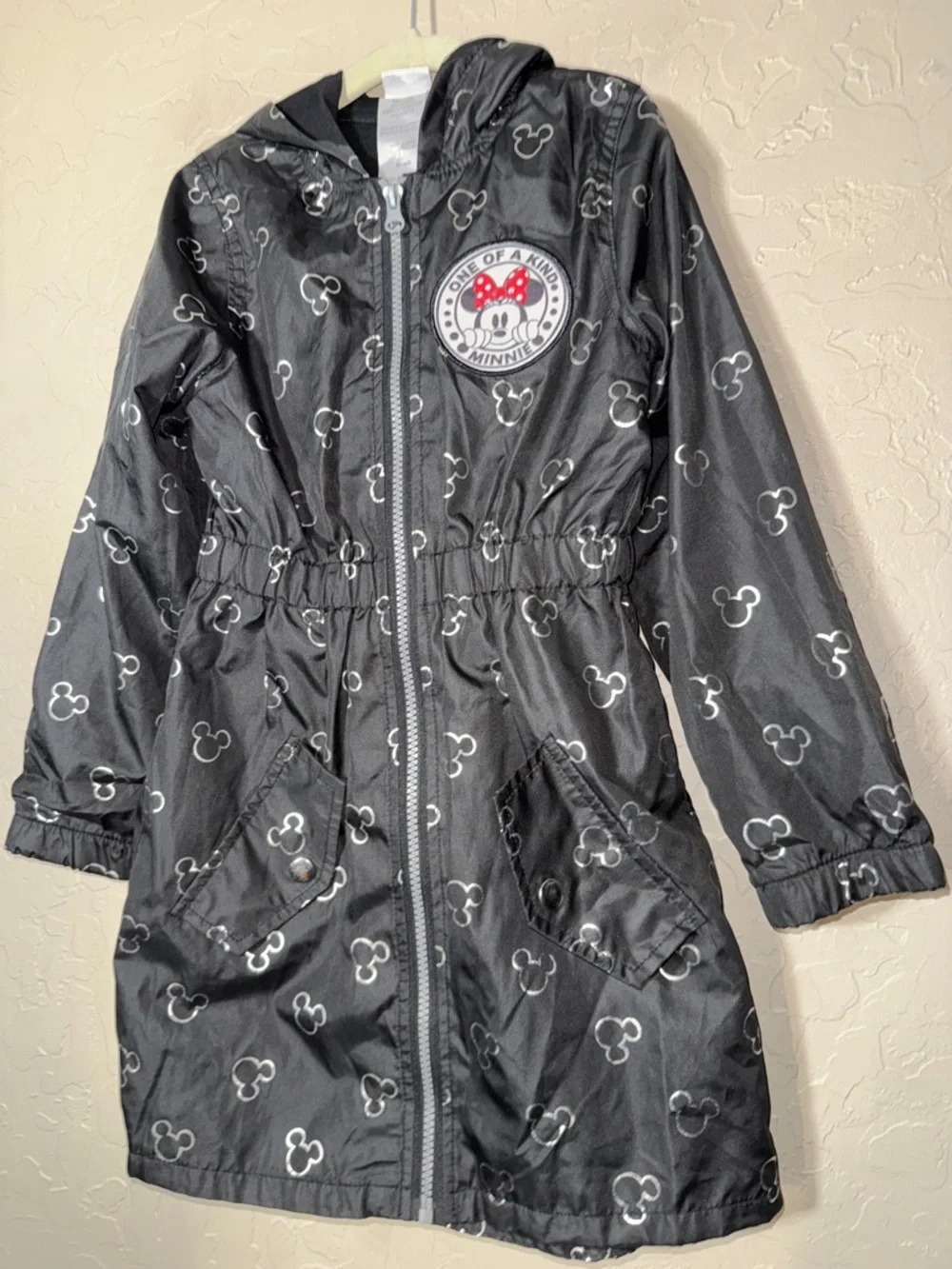 Disney Minnie Mouse hooded with ears full zip rain jacket windbreaker size 6
